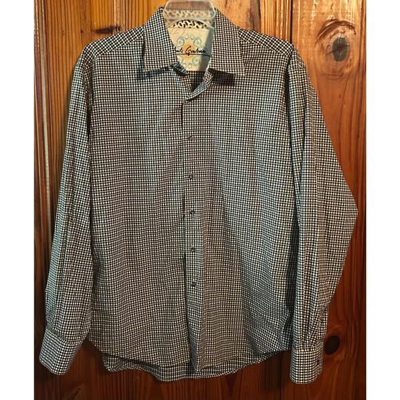 Robert Graham long sleeve button down shirt black/white checkered size XL - Picture 1 of 4